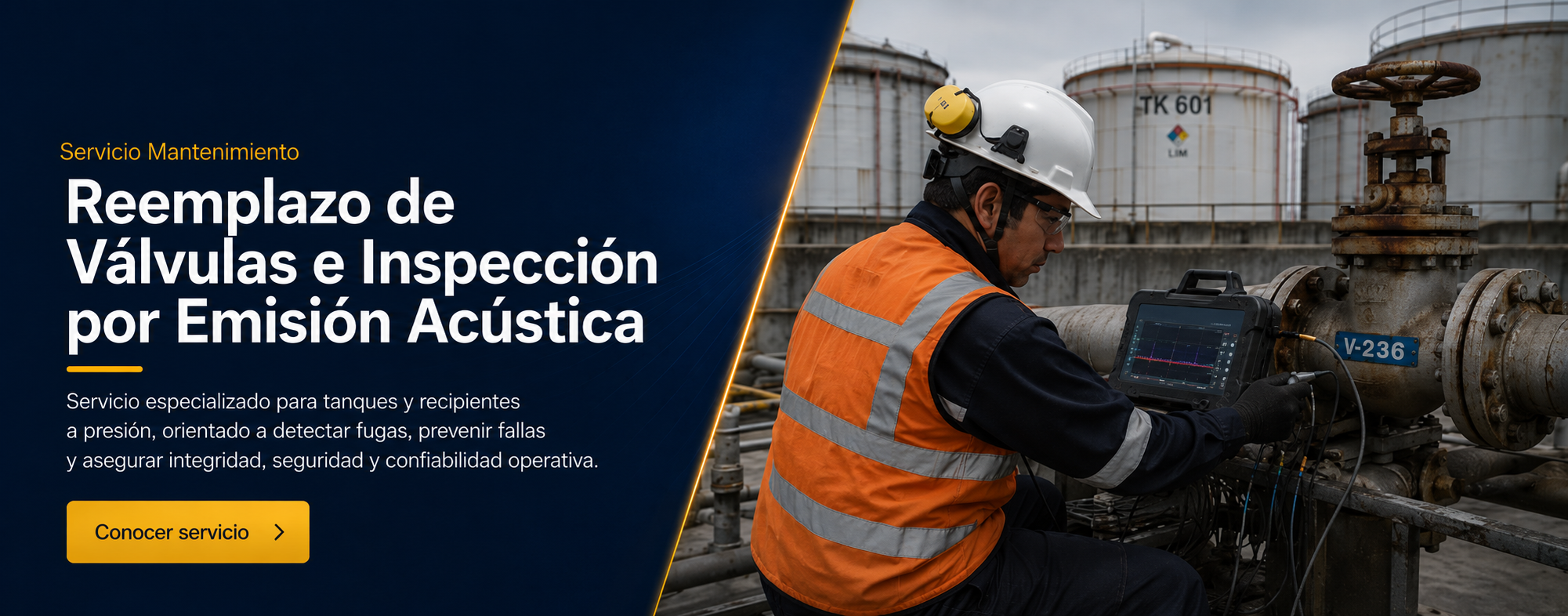 Reemplazo de válvulas e inspección por emisión acústica