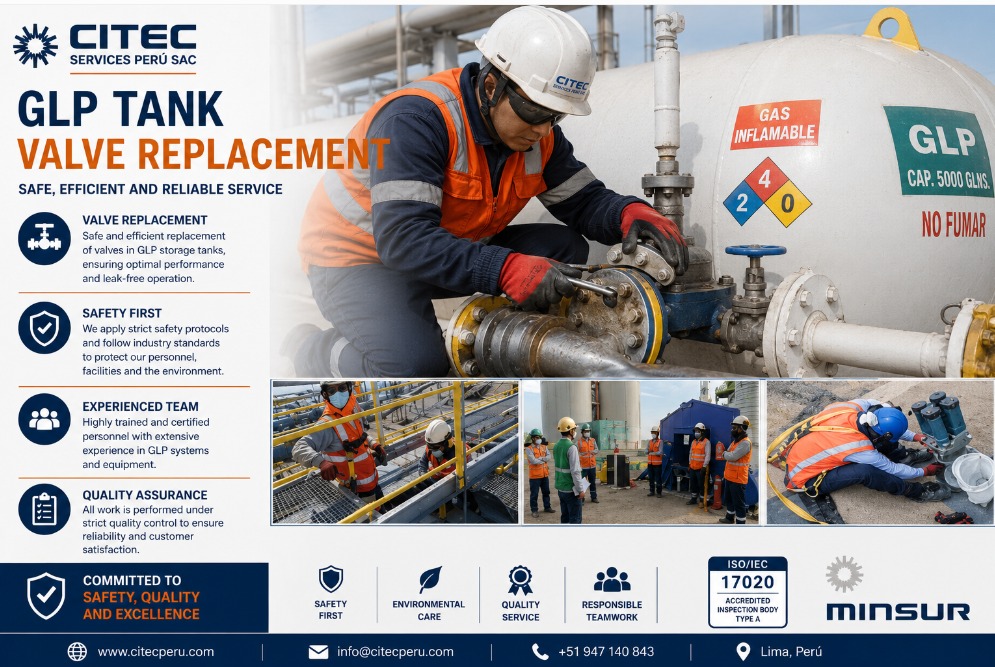 Técnico realizando el reemplazo de una válvula en un tanque GLP